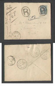 Canada-cover #1918 - 8c Small Queen reg'd-Oxford Cty-Embro,Ont cds-Ja 1 ...