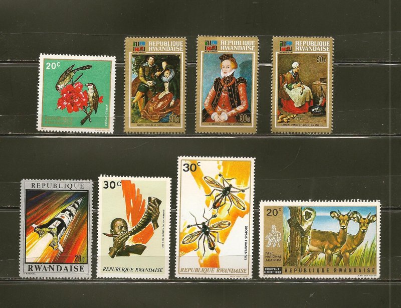 Rwanda Lot of 8 Early 1970's Commemorative Stamps Mint Hinged