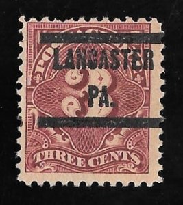 J63 3 cents Postage Due Carmine Rose Precancel (1917) Stamp used Fine