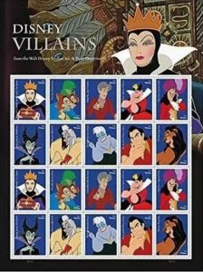 2017 Disn Villains Forever stamps 2 sheets total 40 stamps