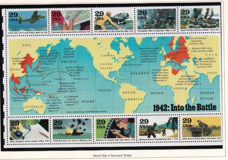 USA VF-MNH 1943 TURNING THE TIDE WORLD WAR 11 S/SHEET PO FRESH