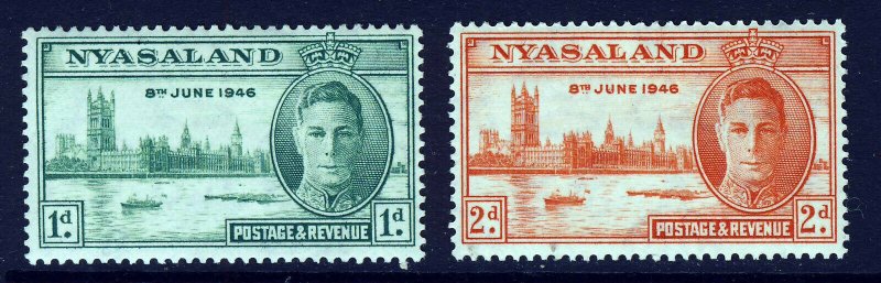 NYASALAND King George VI 1946 The Victory Set SG 158 & SG 159 MINT