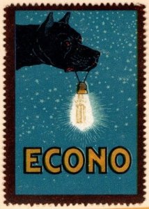 Vintage Germany Poster Stamp Econo Light Bulb, Manufactured By KS & Co.