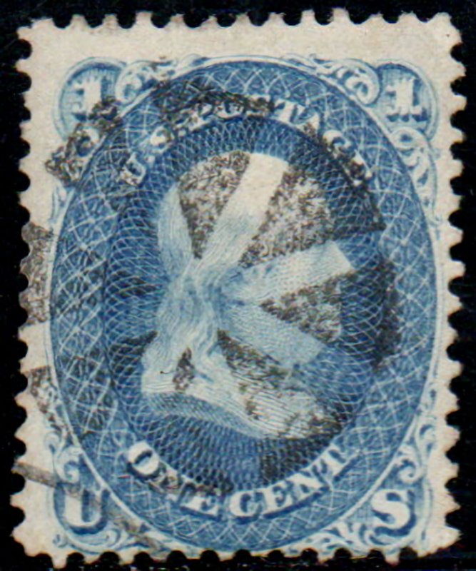 US #63 F/VF used, with very fancy cork cancel, well struck,  Super Nice!