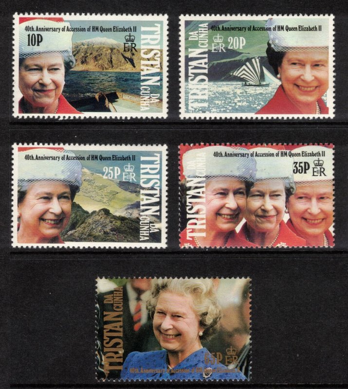 TRISTAN DA CUNHA 1992 Elizabeth II Accession Anniv; Scott 508-12, SG 526-30; MNH