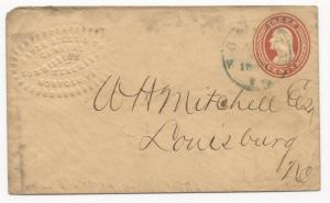 US POSTAL STATIONERY ADV COVER Embossed August 1860 Norfolk, VA