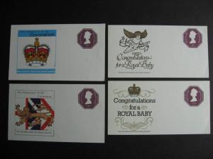 GREAT BRITAIN unused limited edition stationery 2x 25th coronation,2x royal baby