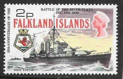 FALKLAND ISLANDS SG307 1974 2p BATTLE OF THE RIVER PLATE MNH