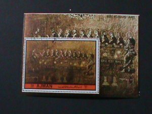 ​AJMAN-1972 WORLD FAMOUS RELIGIOUS ART PAINTING-THE LAST SUPPER-CTO S/S VF