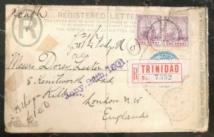 1900 Trinidad Registered Letter Cover To London England