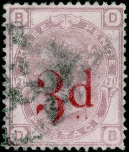 SG159, 3d on 3d lilac PLATE 21, good USED. Cat £145. DB