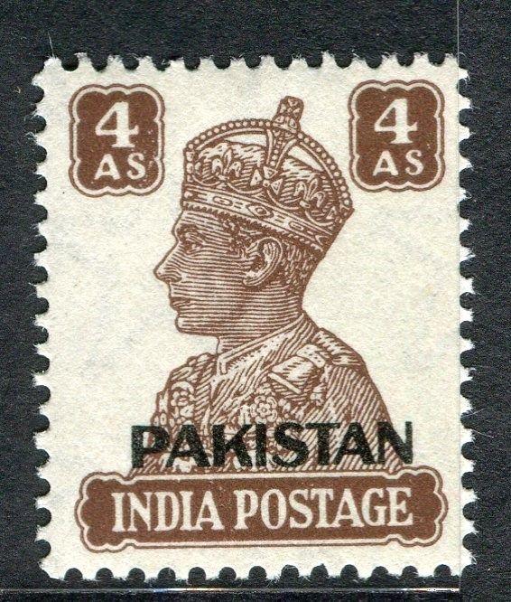 PAKISTAN;  1947 early GVI issue fine MINT MNH unmounted 4a. value