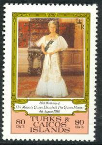 TURKS AND CAICOS ISLANDS 1980 Queen Mother's Birthday Issue Sc 440 MNH