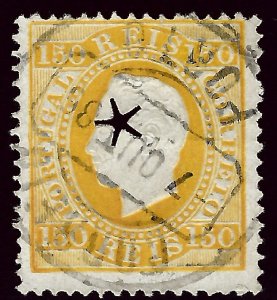 Portugal SC#48a Used punched Star F-VF one rough perf  SCV$77.00