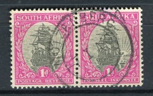 SOUTH AFRICA; 1940s early pictorial issue fine used 1d. POSTMARK pair