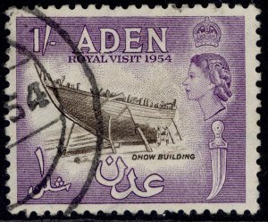 ADEN QEII SG73, 1s sepia & reddish violet, FINE USED.