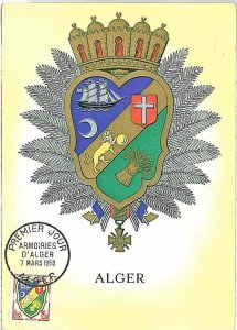 38749 - Algeria - POSTAL HISTORY - MAXIMUM CARD SHIPS Heraldry LIONS 1959 
