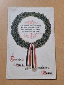 WWI Imperial German Soldiers Feldpost Military Postcard Patriotic Wreath 1915