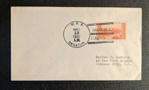 1935 USS Decatur DE 47 Navy Cover Honolulu to Johnson City NY