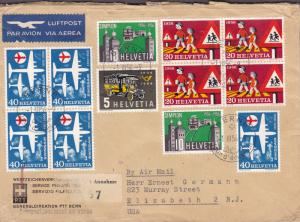 Switzerland 1956 'Propaganda' Issue Complete (4) on Large FDC to U.S. Registered