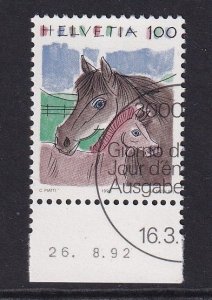 Switzerland  #874 cancelled 1993  animals 100c  horses