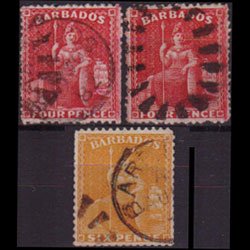 BARBADOS 1875 - Scott# 53-5 Britannia 4-6p Used