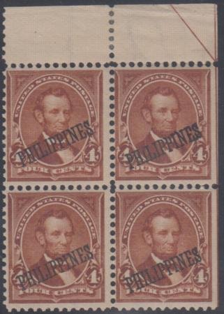 US Possessions - Philippines 220 F - VF Mint UR Block of 4; 2 NH, 2 Hinged wi...