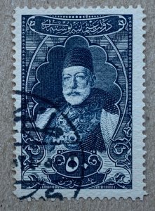 Turkey 1916 50pia  indigo Sultan Mohammed V.  Scott 438, CV $1.50. Isfila 716