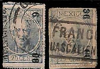 94938j  - MEXICO -  STAMPS  - Yvert # 45a II * 2  -   USED