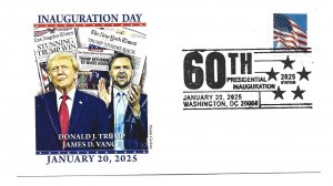2025 donald J Trump Panda Cachets, design 3 J D Vance  Inauguration Day Cover