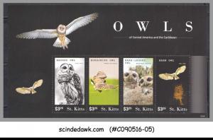 ST. KITTS - 2015 OWLS / BIRDS - MINIATURE SHEET MINT NH