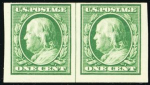 383H, Mint NH Horizontal Imperforate Coil Line Pair 3mm Spacing - Stuart Katz