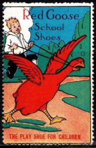 Vintage US Advertising Poster Stamp Red Goose School Shoes Play Shoe Children