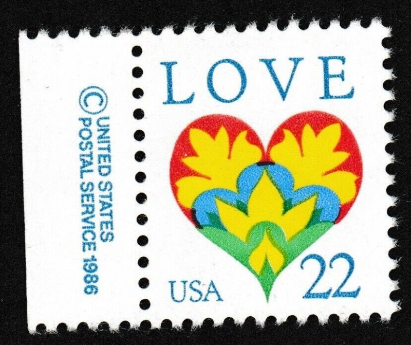 US 2248 Love 22c copyright single L (1 stamp) MNH 1987