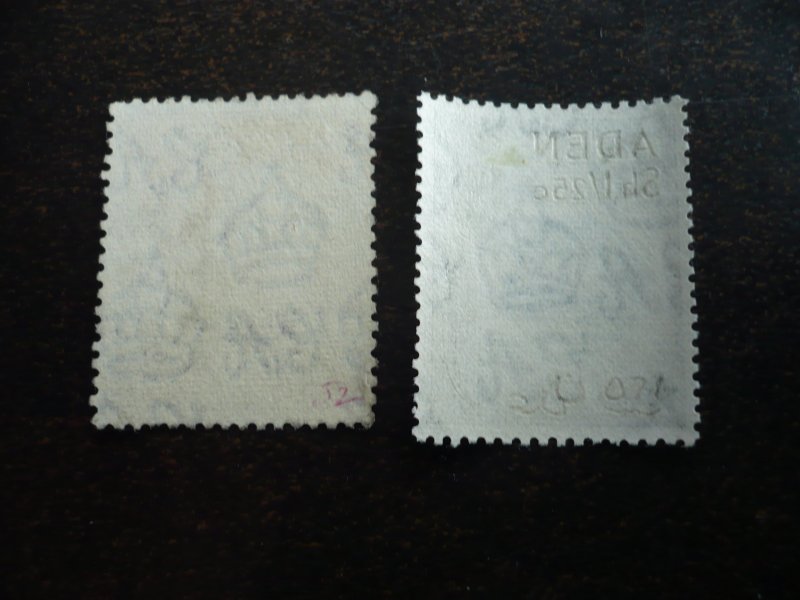 Stamps - Aden - Scott# 52, 56 - Mint Hinged & Used Partial Set of 2 Stamps