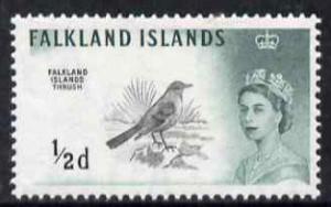 Falkland Islands 1960-66 Austral Thrush 1/2d black & ...