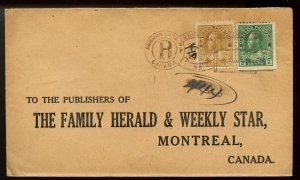 ?FRENCH LAKE, N.B. Keyhole Registered 1925 Admiral cover Canada