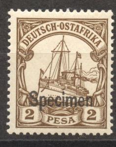 SPECIMEN Overprint on German East Africa 2 Pesa Yacht, MLH 