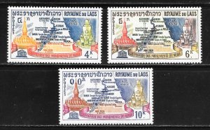 Laos Scott 89-91 Unused LHOG - 1964 UNESCO Nubia Campaign - SCV $1.75