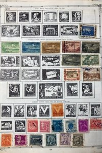 OLD CUBA & COSTA RICA STAMPS HINGED ON ALBUM PAGES + SOME OTHER COUNTRIES