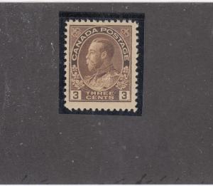 CANADA # 108 VF-MNH KGV 3cts BROWN ADMIRAL CAT VALUE $120