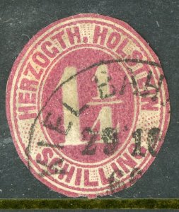Germany States 1866 Holstein 1¼s Red Lilac Scott #22 VFU G475