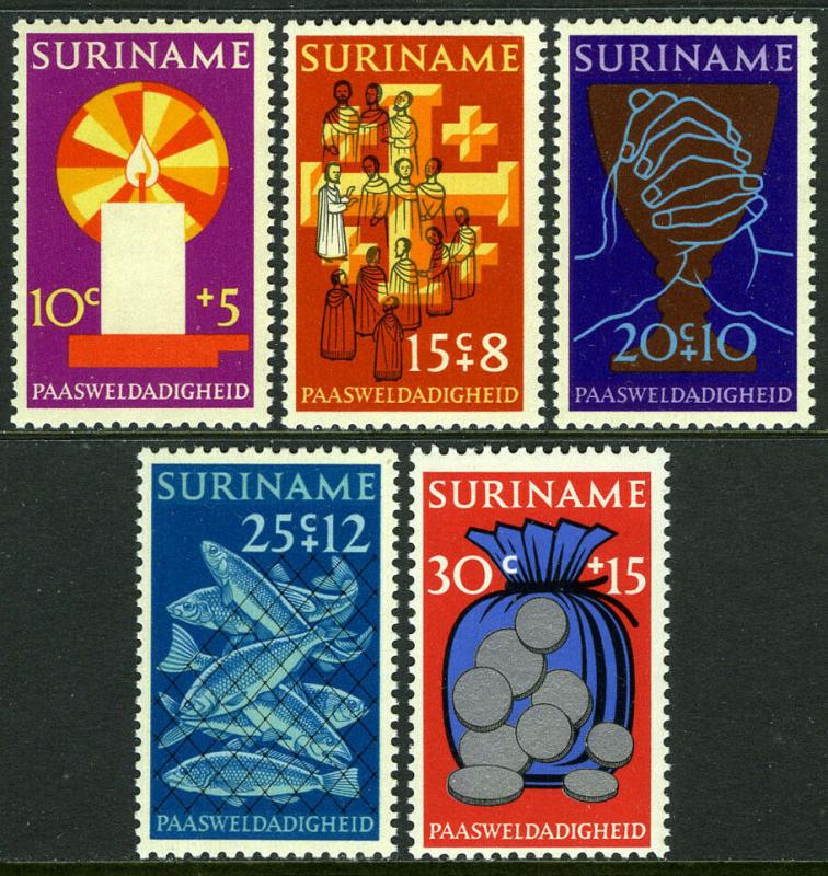 Surinam B182-B186, MNH. Easter. Candle, Fish, Judas' bag of silver, 1972