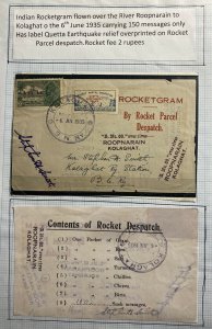 1935 Kilaghat India Rocket Parcel Experimental Mail Flight Contents Sheet cover