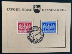 1948 Hannover Germany First Day Souvenir sheet Cover FDC Export Fair