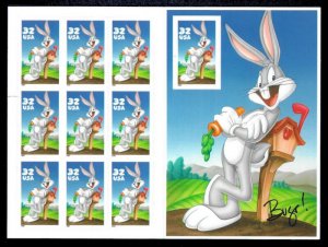 US #3137, 32c Bugs Bunny,  Sheet, VF mint never hinged, Fresh Sheets