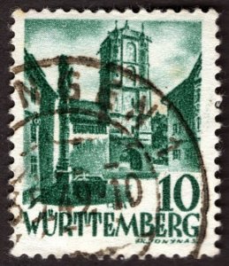 1948, Germany, French Occupation of Wurttemberg 10pf, Used, Sc 8N33