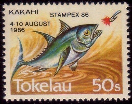 TOKELAU 1986 50s Fish with STAMPEX 86 overprint MNH - scarce..............41299A