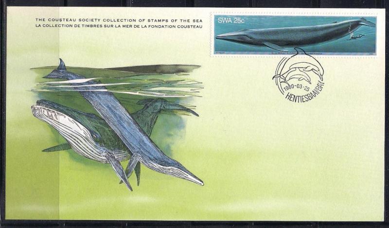 SWA FDC card Sc 442 Cousteau Society Blue Whale  L90