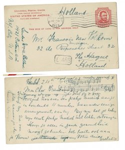USA 1922 postal card NY to the Hague